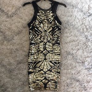 Black dress with gold sequins